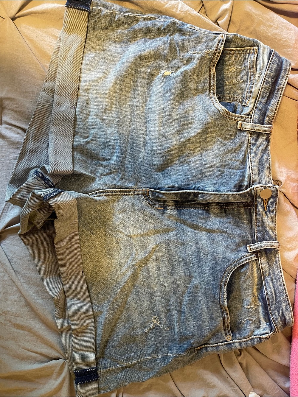 ARULA Light Blue Distressed Denim Jean Shorts